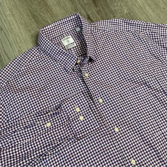 GITMAN BROS‎ Trim Fit Wingspan Blue White Checkered Shirt Mens XL Allen Edmonds - Picture 1 of 9